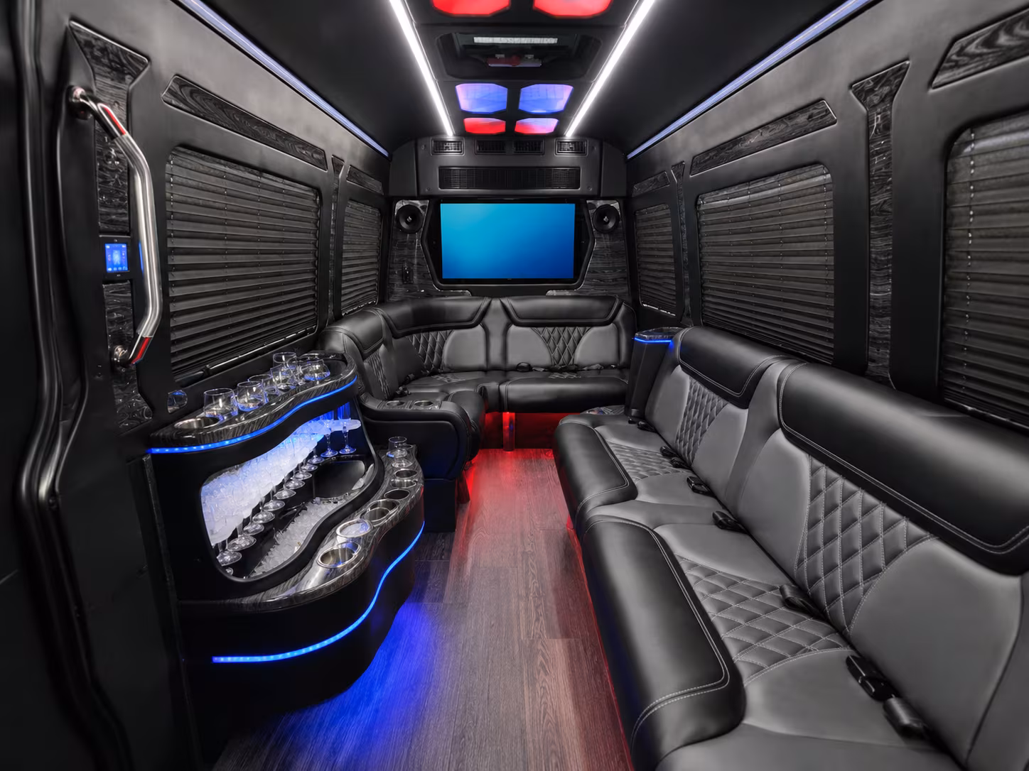 rialto 30 passenger party bus inside